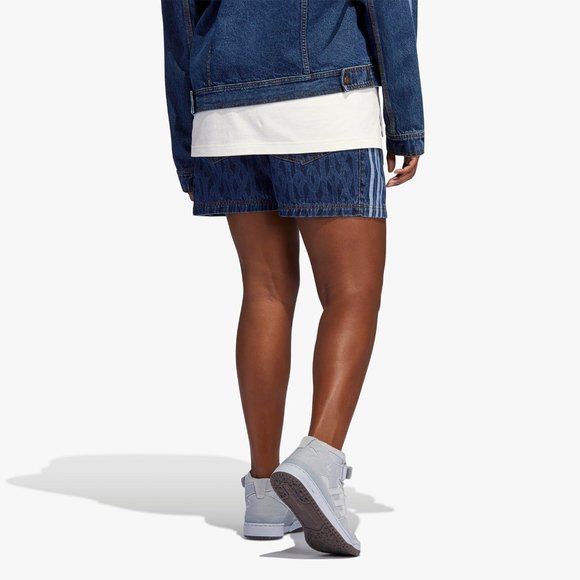Adidas Women's Ivy Park Dark Blue Ivy Monogram Denim Shorts H61702 - Picture 5 of 7